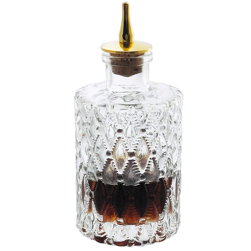 LINALL Jewel Bitter Bottle 6oz / 175ml, With Gold Plated Cork Dasher Top For Cocktail (1, Gold) - Image 1